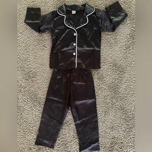 Kids Black Satin Pajama Set